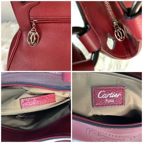 📛SOLD ON E..Y📛 🛍 CLASSIC CARTIER Burgundy Leather Marcello de Cartier Handbag - Picture 14 of 15